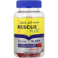 Bach, „Rescue Plus®“, miego guminukai, braškių skonio, 60 guminukų (2,5 mg viename guminuke)