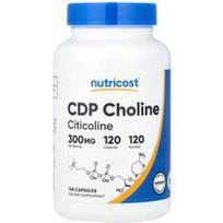 Nutricost, CDP cholinas, citikolinas, 300 mg, 120 kapsulių