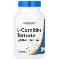 Nutricost, L-karnitino tartratas, 120 kapsulių (500 mg vienoje kapsulėje)