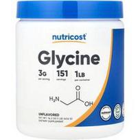 Nutricost, Glicinas, be skonio, 454 g (16,2 uncijos)