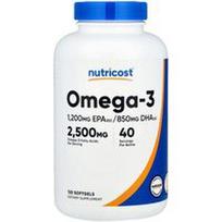 Nutricost, Omega-3, 120 minkštųjų kapsulių