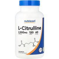 Nutricost, L-citrulinas, 120 tablečių (1 250 mg vienoje tabletėje)
