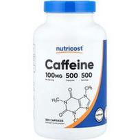 Nutricost, Kofeinas , 100 mg , 500 kapsulių