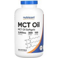 Nutricost, MCT aliejus, 300 minkštųjų gelių (1 000 mg viename minkštajame gelyje)