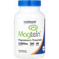 Nutricost, Magteinas®, magnio L-treonatas, 120 kapsulių (666 mg vienoje kapsulėje)