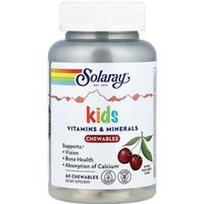 Solaray, Vaikiški vitaminai ir mineralai kramtomieji, natūralios juodosios vyšnios, 60 kramtomųjų medžiagų