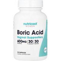 Nutricost, Moterys, Boro rūgštis, Makšties žvakutė, 600 mg, 30 kapsulių