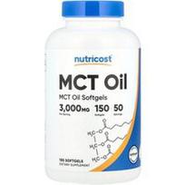Nutricost, MCT aliejus, 150 minkštųjų gelių (1 000 mg vienam minkštam geliui)