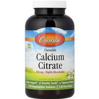 Carlson, Kramtomosios kalcio citrato tabletės, natūrali vanilė, 250 mg, 120 vegetariškų tablečių