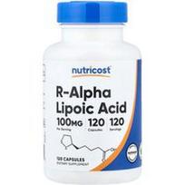 Nutricost, R-alfa lipoinė rūgštis, 100 mg, 120 kapsulių