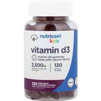 Nutricost, Vaikams, vitamino D3 guminukai, nuo 4 metų, mišrių uogų, 62,5 mcg (2500 TV), 120 guminukų