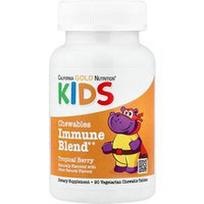 California Gold Nutrition, Kramtomasis imuninis mišinys su vitaminu A, vitaminu C, vitaminu E ir cinku vaikams, natūralios atogrąžų uogos, 90 vegetariškų tablečių