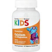 California Gold Nutrition, Kramtomosios kalcio ir magnio tabletės vaikams, vanilės skonio, 90 vegetariškų tablečių