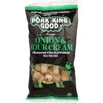 Pork King Good, Aromatizuoti chicharrones, svogūnai ir grietinė, 1.75 uncijos (49.5 g)