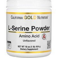 California Gold Nutrition, L-serino milteliai, AjiPure amino rūgštis, nearomatizuoti milteliai, 1 svaras (454 g)