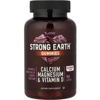 YumVs, Strong Earth™ guminukai su kalciu, magniu ir vitaminu D, avietėmis, 90 guminukų