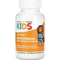 California Gold Nutrition, Kramtomieji multivitaminai su probiotikais, fermentais, vitaminu A ir vitaminu C vaikams, vaisių asortimentas, 120 vegetariškų tablečių