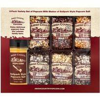 Amish Country Popcorn, Įvairių rūšių rinkinys su spragėsių druska ir beisbolo stiliaus kratytuvu, 7 vnt.