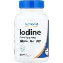 Nutricost, Jodas, 325 mcg, 240 tablečių