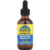 Nature's Life, Atgaivinantis vitaminas K-2, natūralus, 500 mcg, 2 fl oz (59 ml)