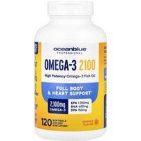OceanBlue, Profesionalus, Omega-3 2100®, didelio stiprumo, oranžinis, 120 minkštųjų gelių (1 050 mg viename minkštajame gelyje)