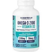 OceanBlue, Profesionalus, Omega-3 2100® su vitaminu D, apelsinų, 120 minkštųjų kapsulių