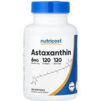 Nutricost, Astaksantinas, 6 mg, 120 minkštųjų gelių