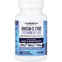 OceanBlue, Profesionalus, Omega-3 2100® su vitaminais K2 ir D3, apelsinų skonio, 60 minkštųjų kapsulių