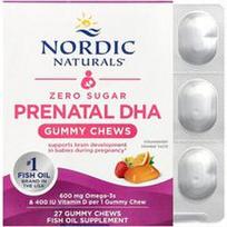 Nordic Naturals, Nulinio cukraus prenataliniai DHA guminukai, braškių ir apelsinų skonio, 27 kramtukai guminukai