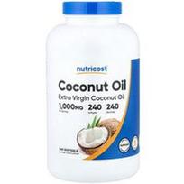Nutricost, Aukščiausios kokybės pirmojo spaudimo kokosų aliejus, 1 000 mg, 240 kapsulių