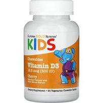 California Gold Nutrition, Kramtomasis vitaminas D3 vaikams, natūrali vyšnia, 12,5 mcg (500 TV), 90 vegetariškų tablečių
