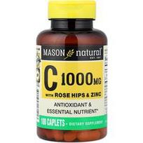 Mason Natural, Vitaminas C su erškėtuogėmis ir cinku, 100 kapsulių