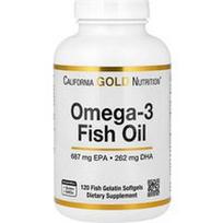 California Gold Nutrition, Omega-3 žuvų taukai, 120 žuvų želatinos minkštųjų gelių (1,250 mg viename minkštajame gelyje)