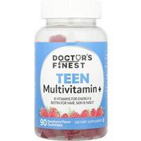 Doctor's Finest, Paauglių multivitaminai+ guminukai, avietės, 90 guminukų