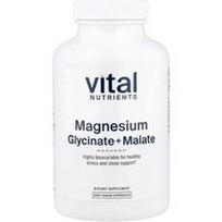 Vital Nutrients, Magnio glicinatas + malatas, 200 veganiškų kapsulių (120 mg vienoje kapsulėje)