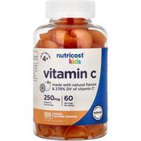 Nutricost, Vaikams, Vitamino C guminukai, Nuo 4 metų, Apelsinų, 120 guminukų