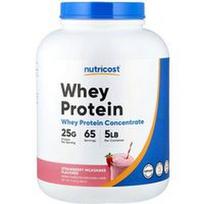 Nutricost, Išrūgų baltymų koncentratas, braškių pieno kokteilis, 5 svarai (2268 g)