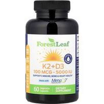 Forest Leaf, Vitaminas K2 + D3, 60 daržovių kapsulių