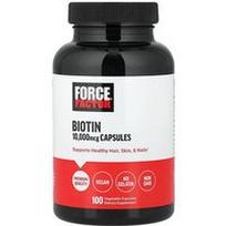 Force Factor, Biotinas, 10 000 mcg, 100 augalinių kapsulių