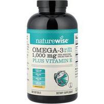 NatureWise, Omega-3 Plus vitaminas E, citrina, 360 minkštųjų gelių