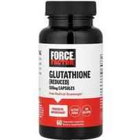 Force Factor, Glutationas (sumažintas), 500 mg, 60 daržovių kapsulių