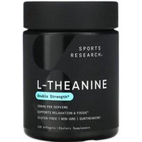 Sports Research, L-teaninas, dvigubo stiprumo, 200 mg, 120 minkštųjų kapsulių