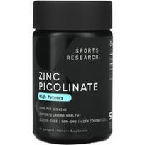 Sports Research, Cinko pikolinatas, didelio stiprumo, 30 mg, 90 minkštųjų gelių