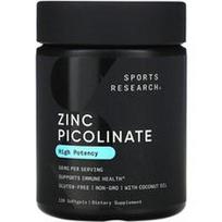 Sports Research, Cinko pikolinatas, didelio stiprumo, 50 mg, 120 minkštųjų kapsulių