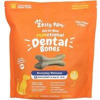 Zesty Paws, Viskas viename funkciniai dantų kaulai, bet kokio amžiaus šunims, cinamonas, 12 vidutinių dantų kaulų, 8 uncijos (227 g)