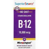 Superior Source, Cianokobalaminas B-12, 10 000 mcg, 60 MicroLingual® greitai tirpstančių tablečių