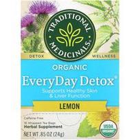 Traditional Medicinals, Organinė „EveryDay Detox®“, citrinų skonio, be kofeino, 16 suvyniotų arbatos pakelių, 24 g