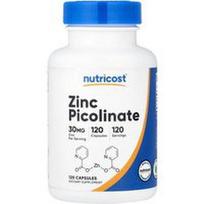 Nutricost, Cinko pikolinatas, 30 mg, 120 kapsulių