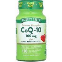 Nature's Truth, CoQ-10 Plus juodųjų pipirų ekstraktas, sustiprinta absorbcija, 100 mg, 120 greito atpalaidavimo minkštųjų gelių