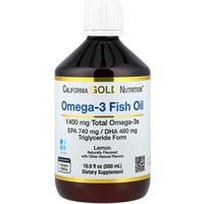 California Gold Nutrition, Norvegiški omega-3 žuvų taukai, natūralūs citrinų skonio, 500 ml